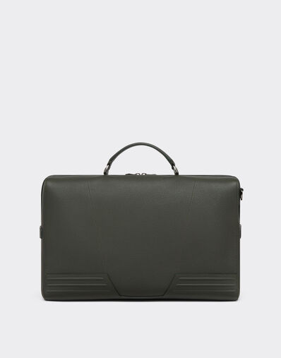 Ferrari Borsa duffle in pelle martellata Verde Militare 21371f