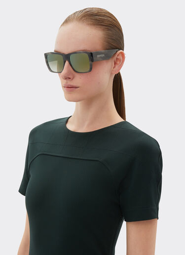 Ferrari Ferrari sunglasses in striped grey acetate with gradient green mirror lenses Ingrid F1265f