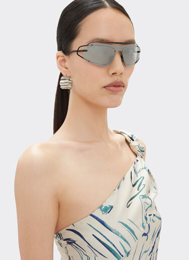 Ferrari Ferrari sunglasses in matt black titanium with silver gradient mirror grey shield Black Matt LA02Rf