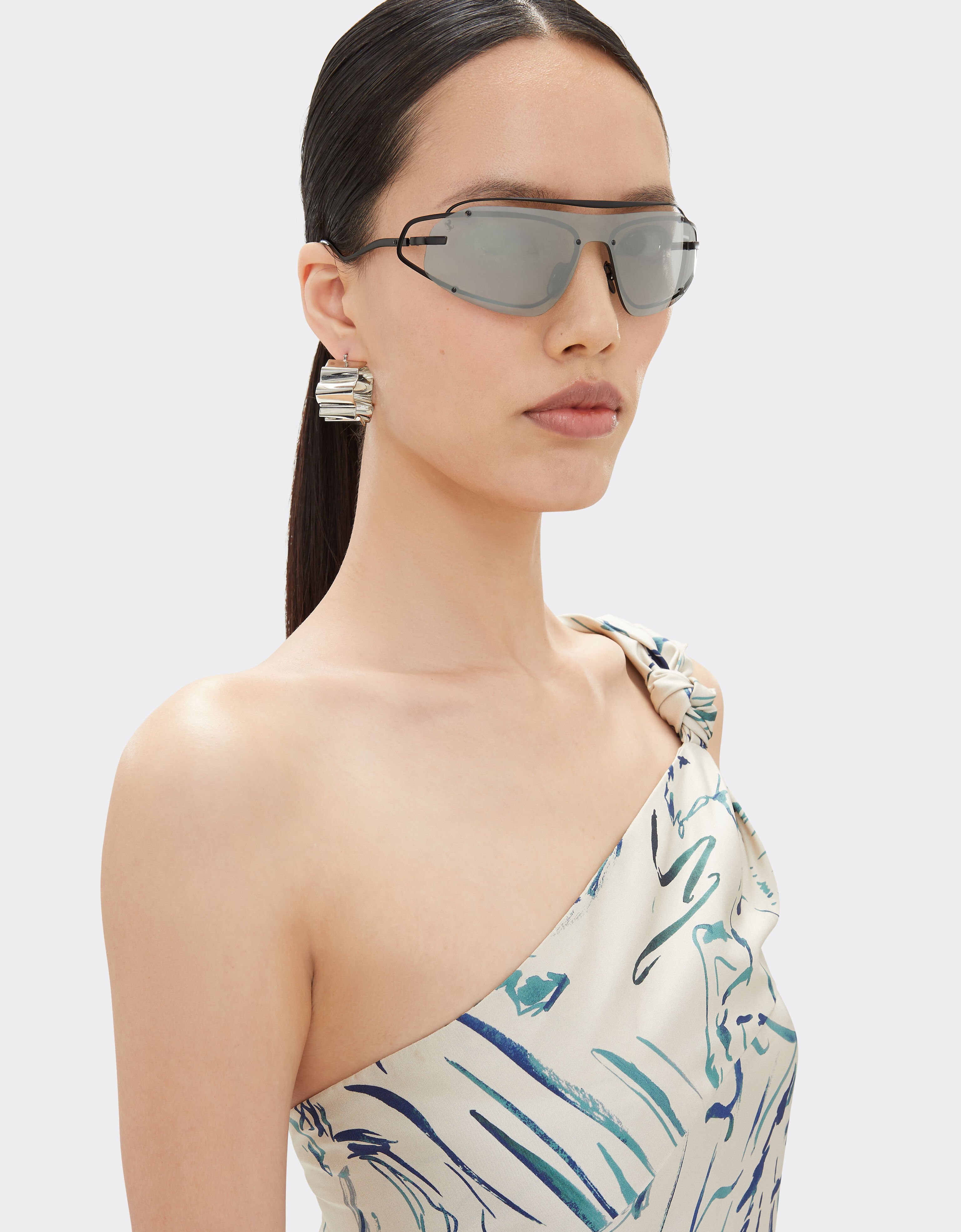 Ferrari Ferrari sunglasses in matt black titanium with silver gradient mirror grey shield Black Matt LA02Rf