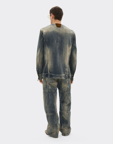 Ferrari Acid-washed denim shirt Blu Denim 51184f