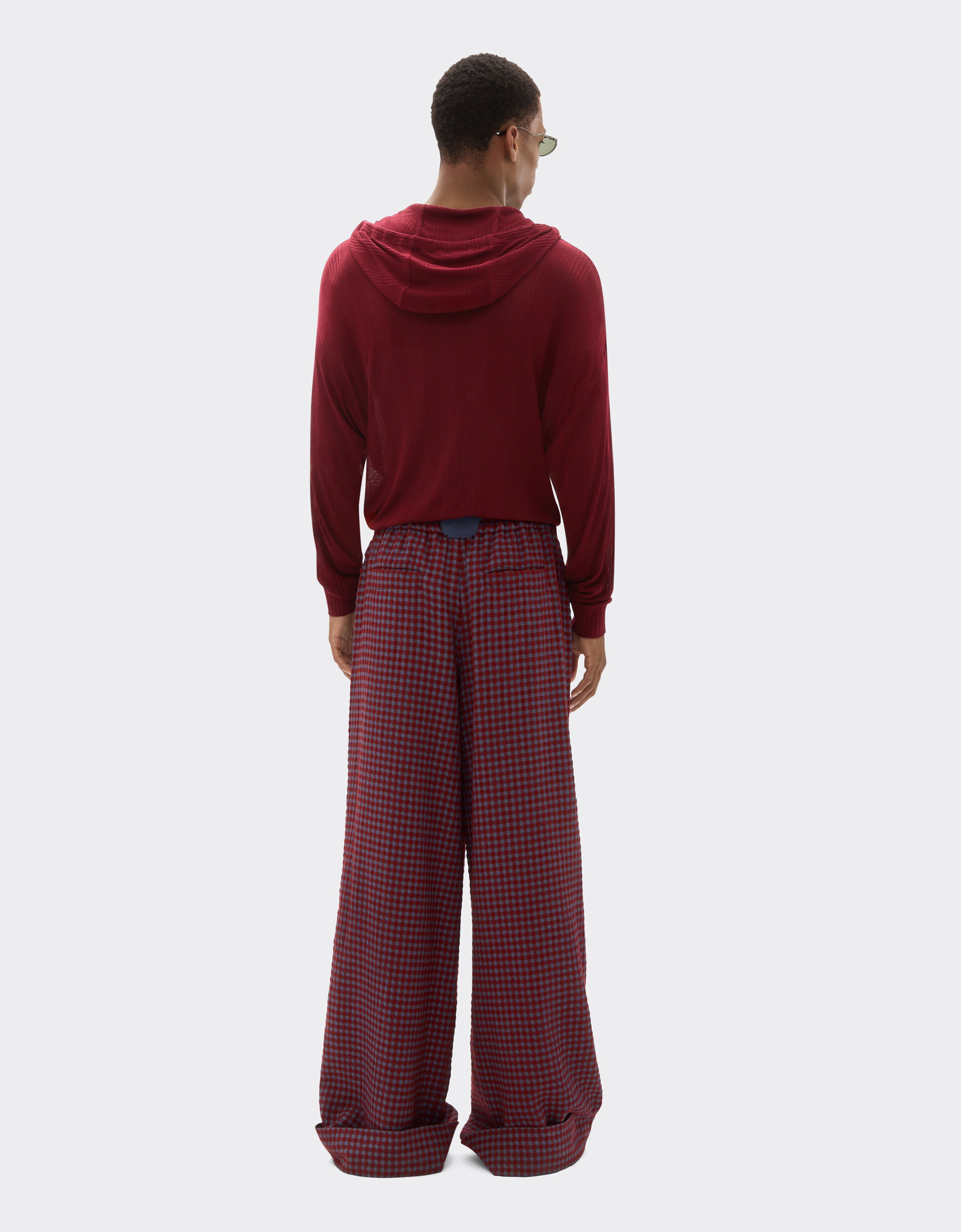 Ferrari Wool and viscose pants with Vichy pattern Cherry 22639f