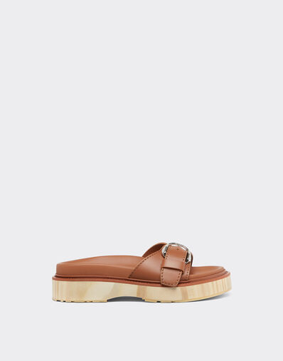 Ferrari Leather sliders with wooden sole Hide 22132f