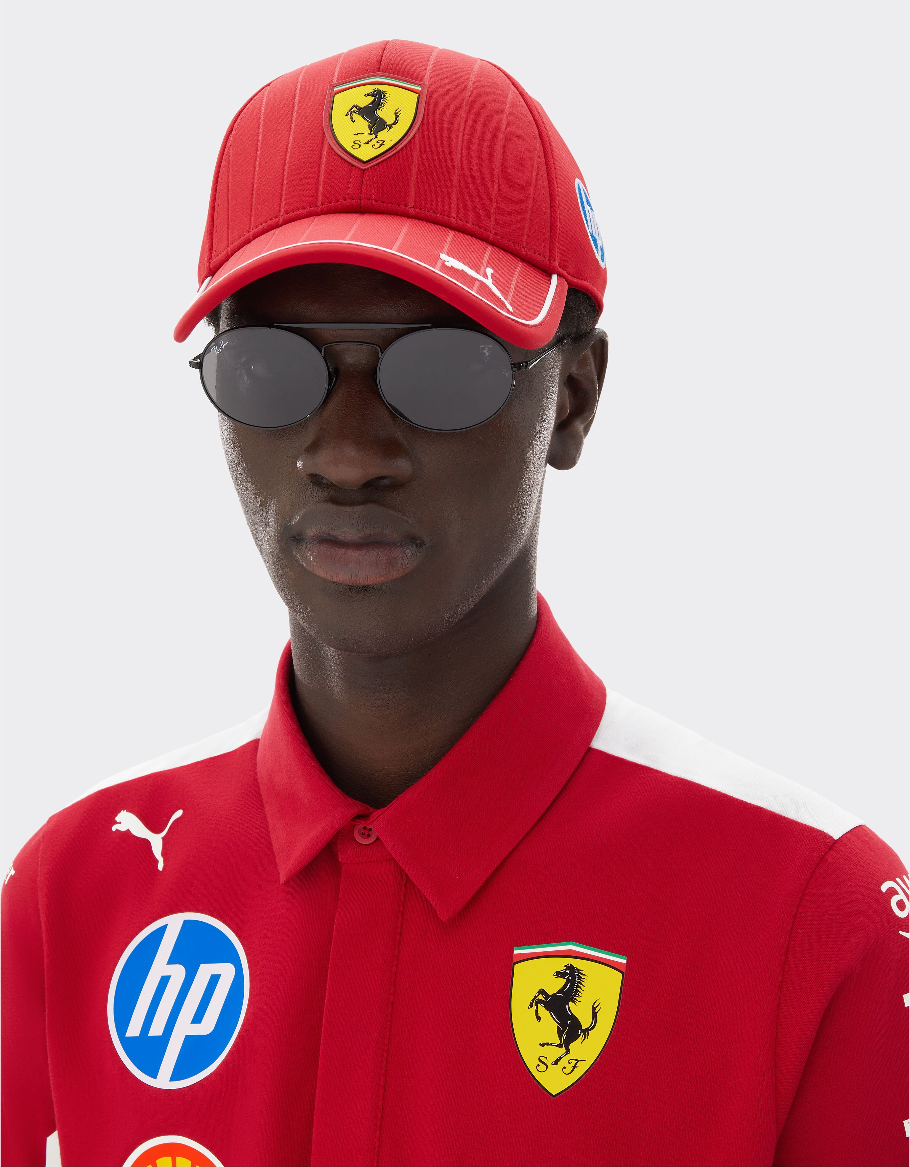 Ferrari Ray-Ban for Scuderia Ferrari RB3775M in black metal with dark grey lenses Black LA0EEf