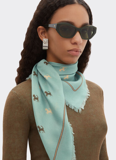 Ferrari Cotton and silk twill scarf Granite Green 50361f