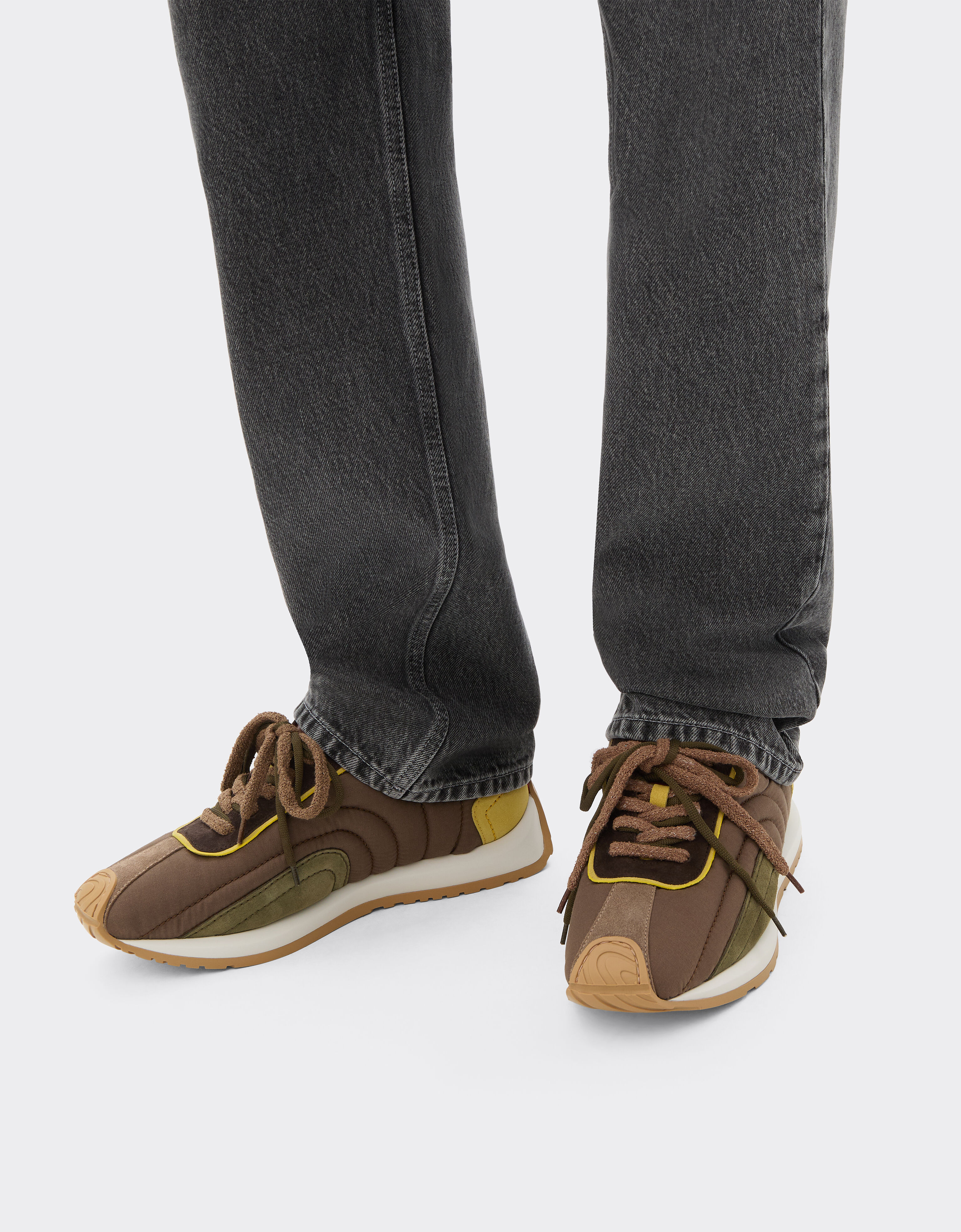 Ferrari Baskets en daim, cuir nappa et nylon ciré Noir ébène 49886f