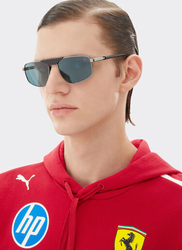 Ferrari Ray-Ban for Scuderia Ferrari RB3776M in gunmetal-coloured metal with blue lenses Gunmetal LA0EGf