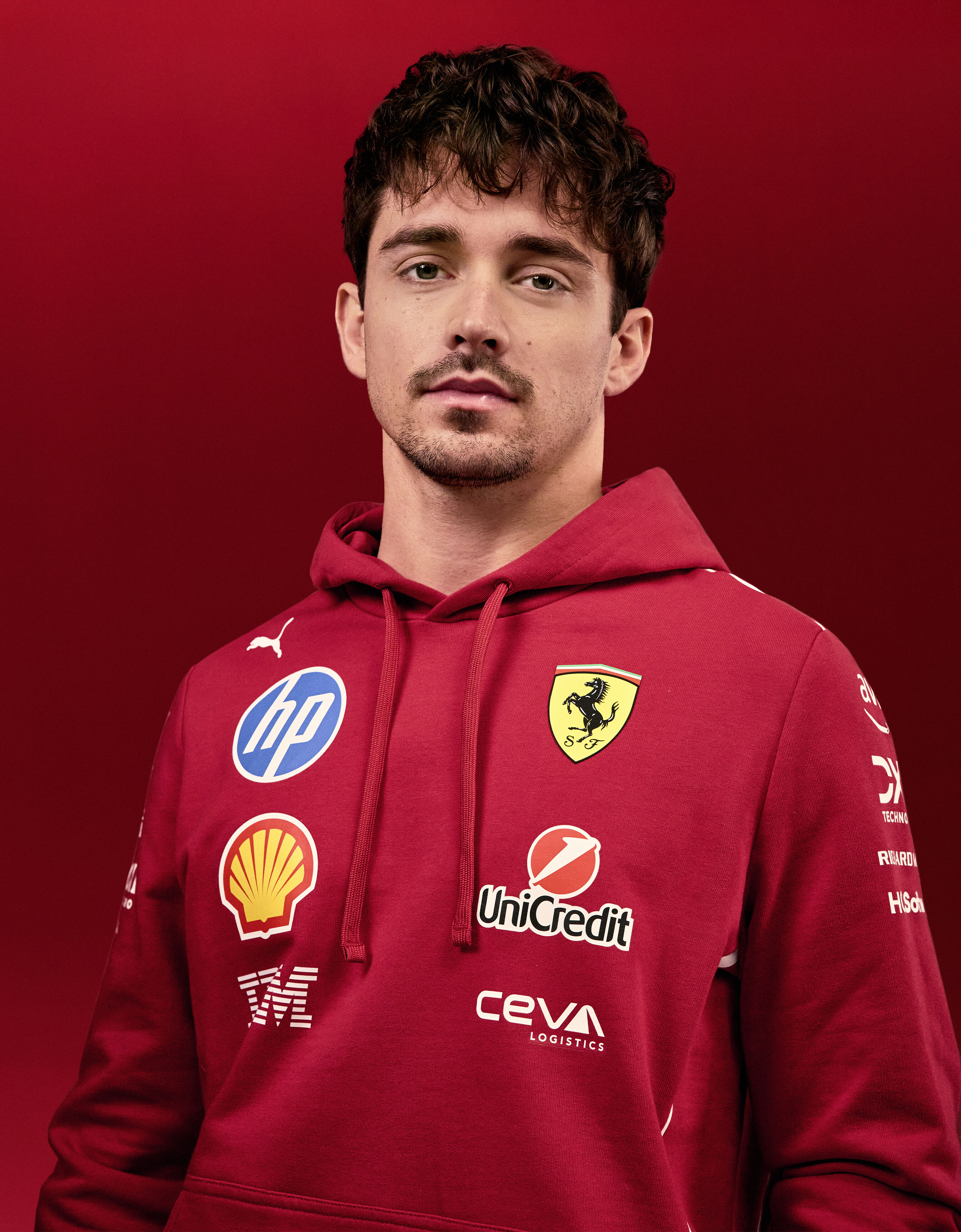 Ferrari Sweat à capuche 2025 des pilotes Puma pour la Scuderia Ferrari HP Rouge de Course LA01Wf