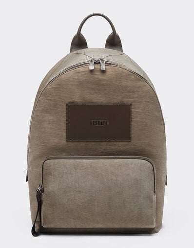 Ferrari Nylon and leather backpack Khaki Green 50166f