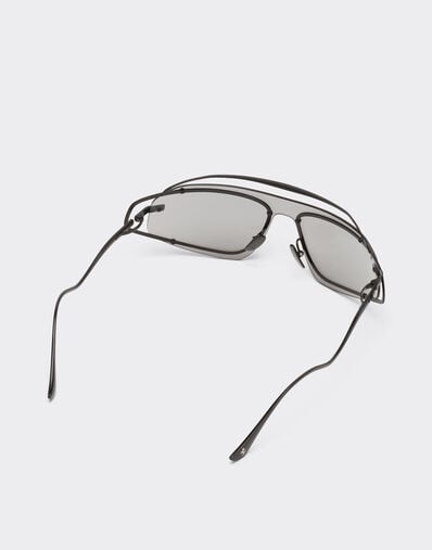 Ferrari Gafas de sol Ferrari de titanio negro mate con máscara degradada de plata espejada gris Negro mate LA02Rf