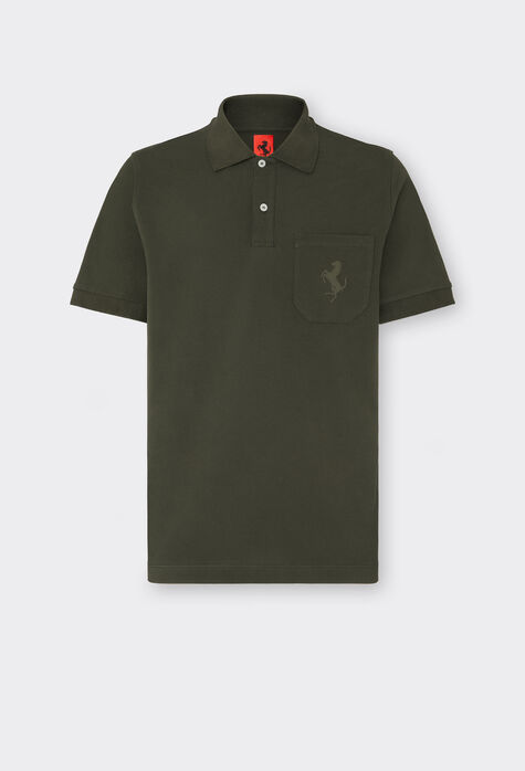 Ferrari Piqué cotton polo shirt with Prancing Horse detail Military 20132f