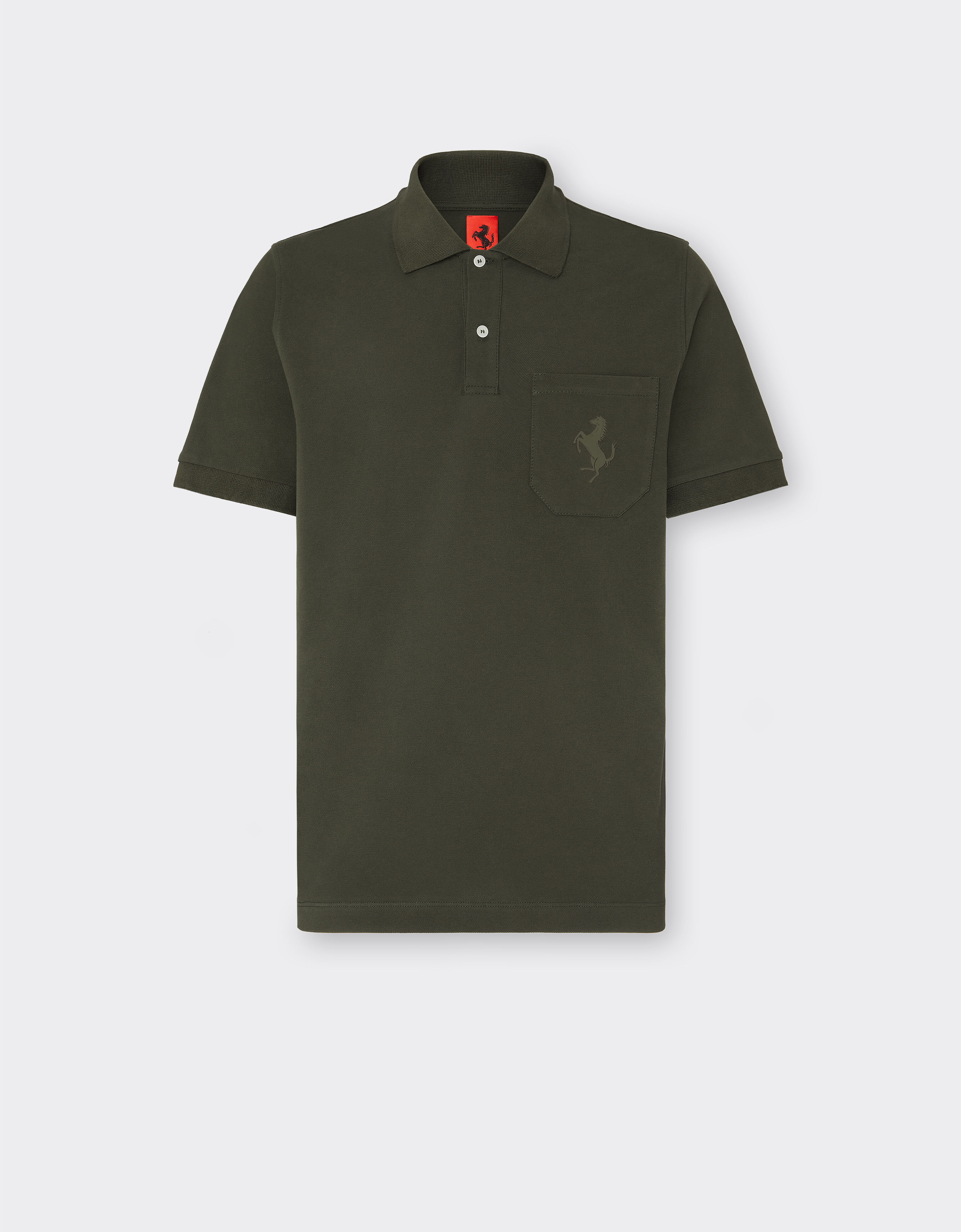 Ferrari Cotton polo shirt with prancing horse Military 20132f