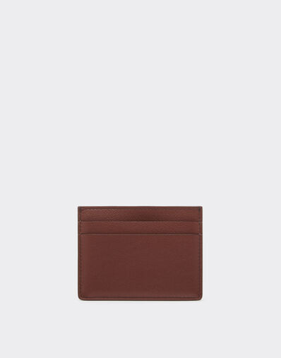 Ferrari Leather card case with diagonal stitching Espresso 49220f