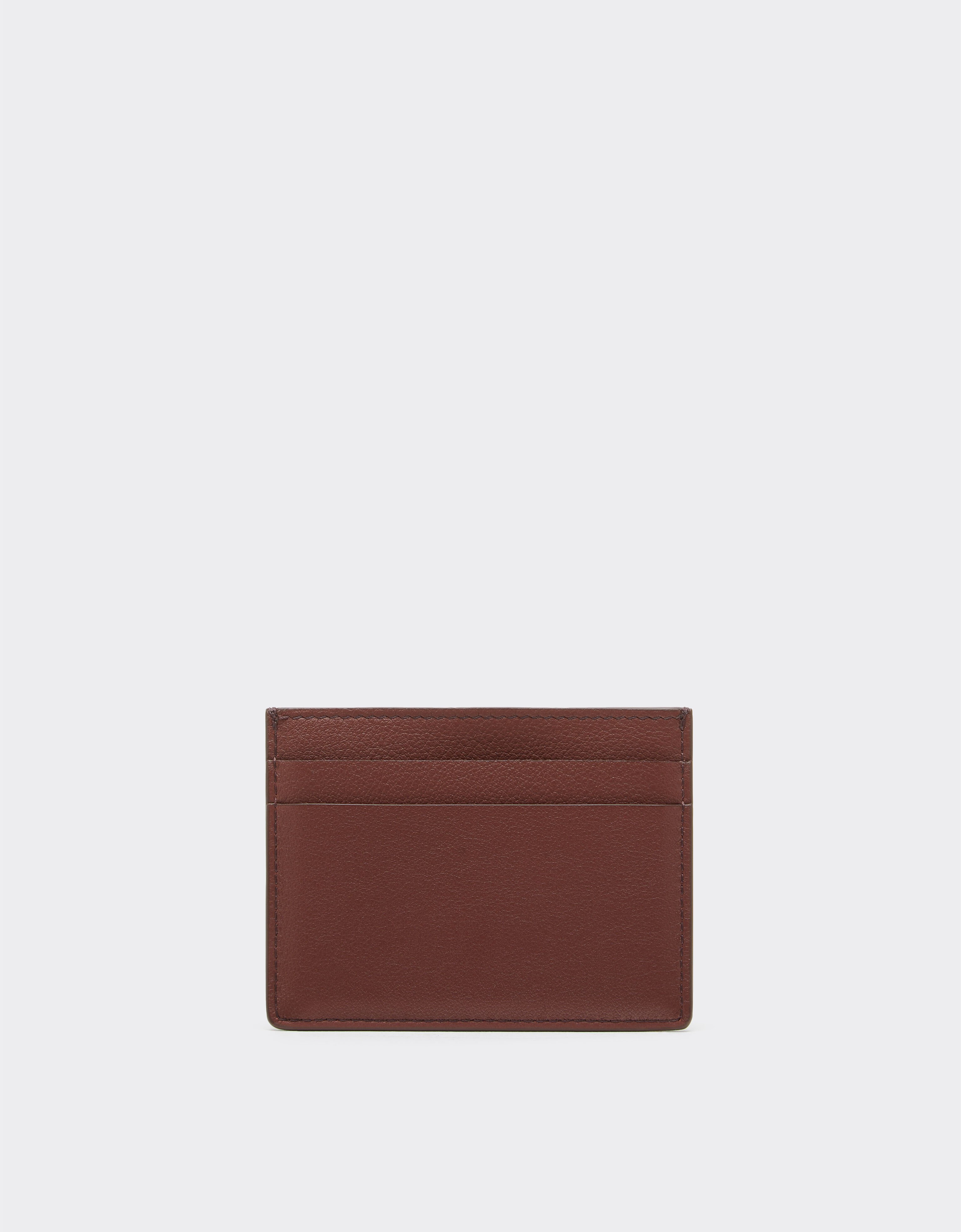 Ferrari Leather card case with diagonal stitching Espresso 49220f