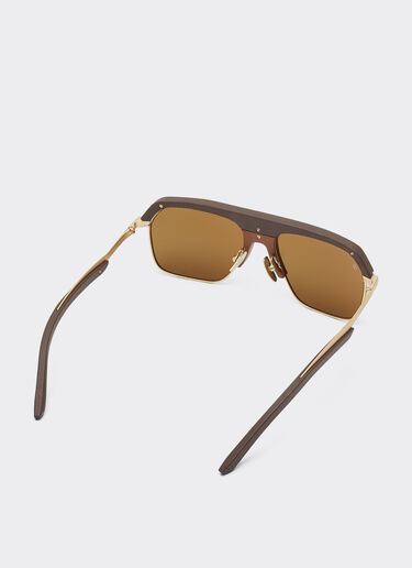 Ferrari Ferrari sunglasses in matte gold metal with brown polarized lenses Dark brown LA0ERf