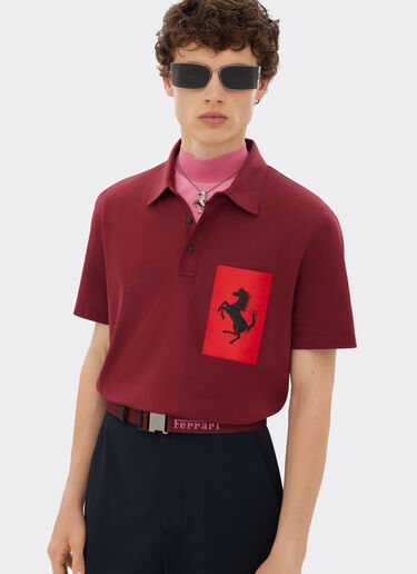 Ferrari Cotton polo shirt with Prancing Horse pocket Burgundy 47821f