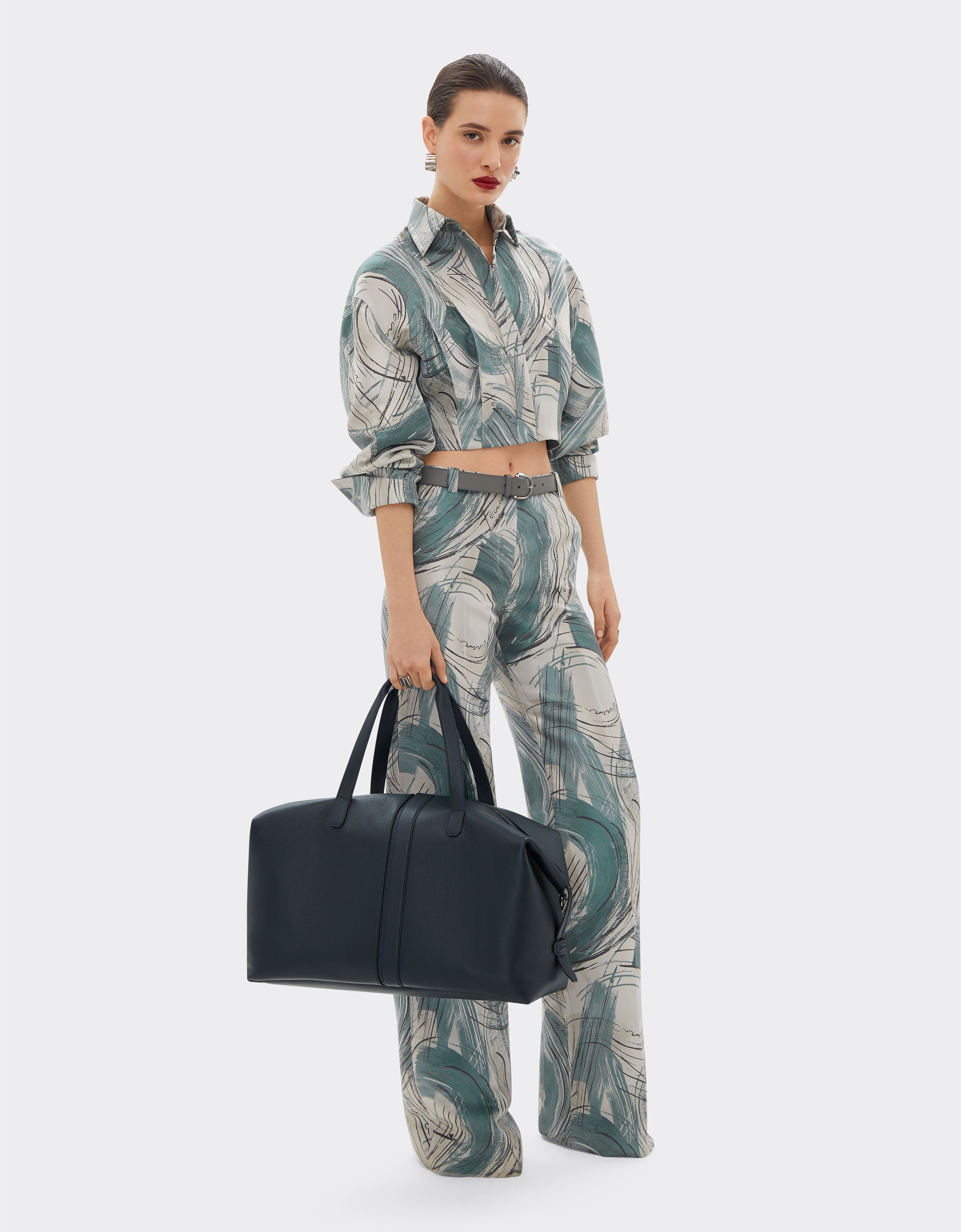 Ferrari Bolsa de viaje de piel granulada Navy 22075f