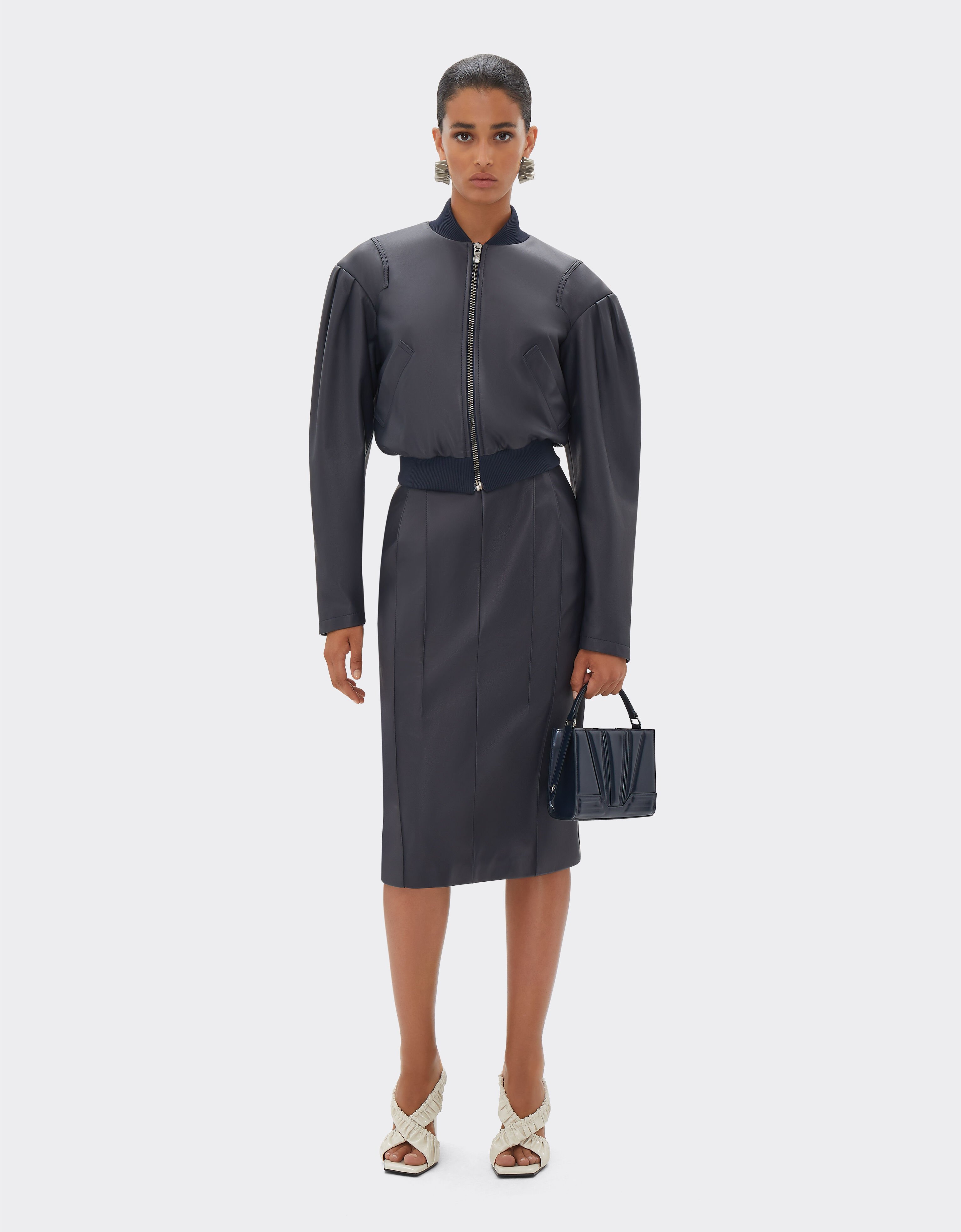 Ferrari Midi skirt in nappa leather Navy 21888f