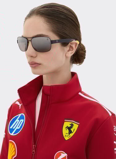 Ferrari Ray-Ban for Scuderia Ferrari RB3763M in black metal and plastic with polarised mirror gradient grey lenses Black LA01Df