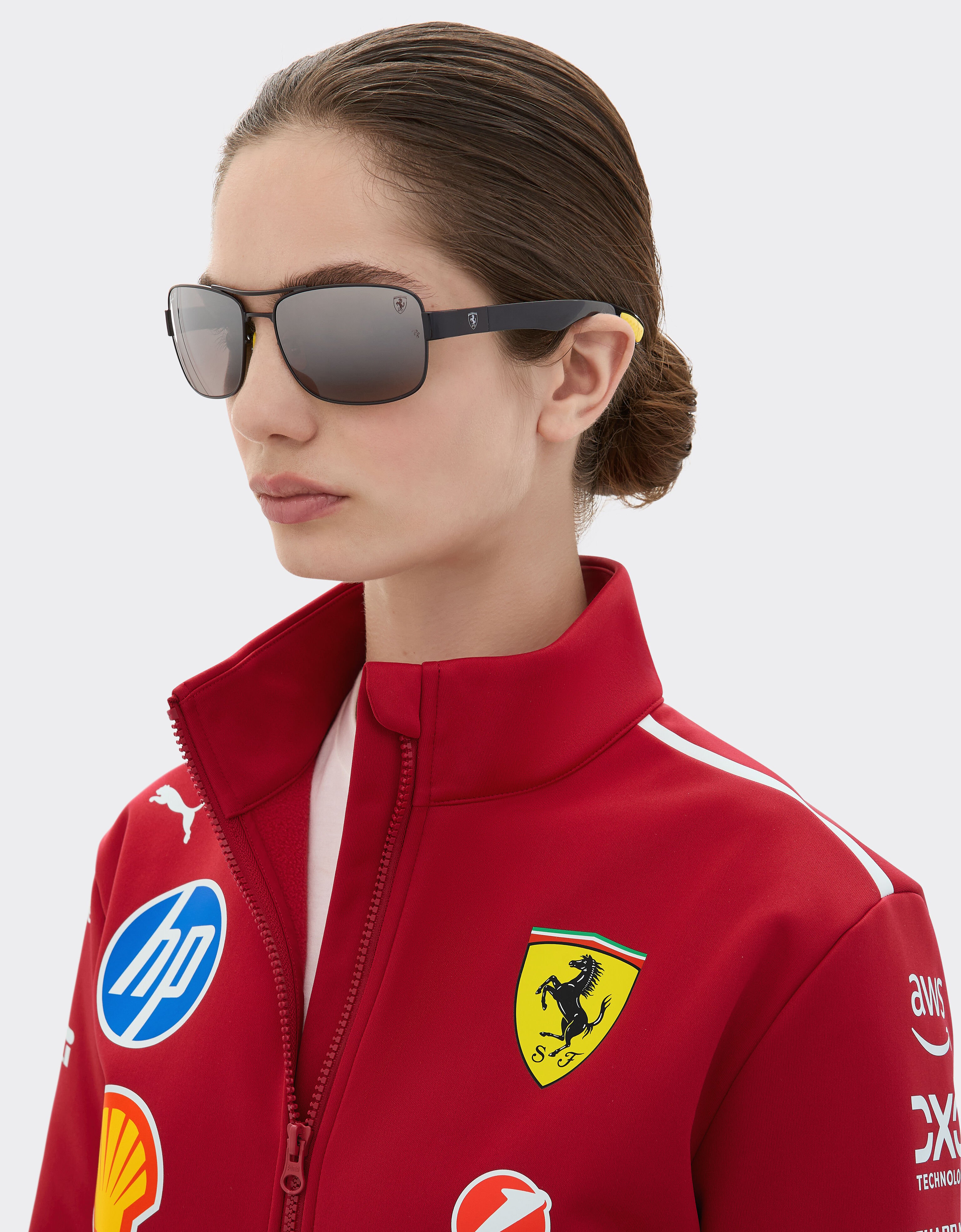 Ferrari Ray-Ban for Scuderia Ferrari RB3763M in black metal and plastic with polarised mirror gradient grey lenses Black LA01Df
