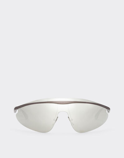 Ferrari Ferrari shield sunglasses in grey metal with silver mirror lens Gold F1525f