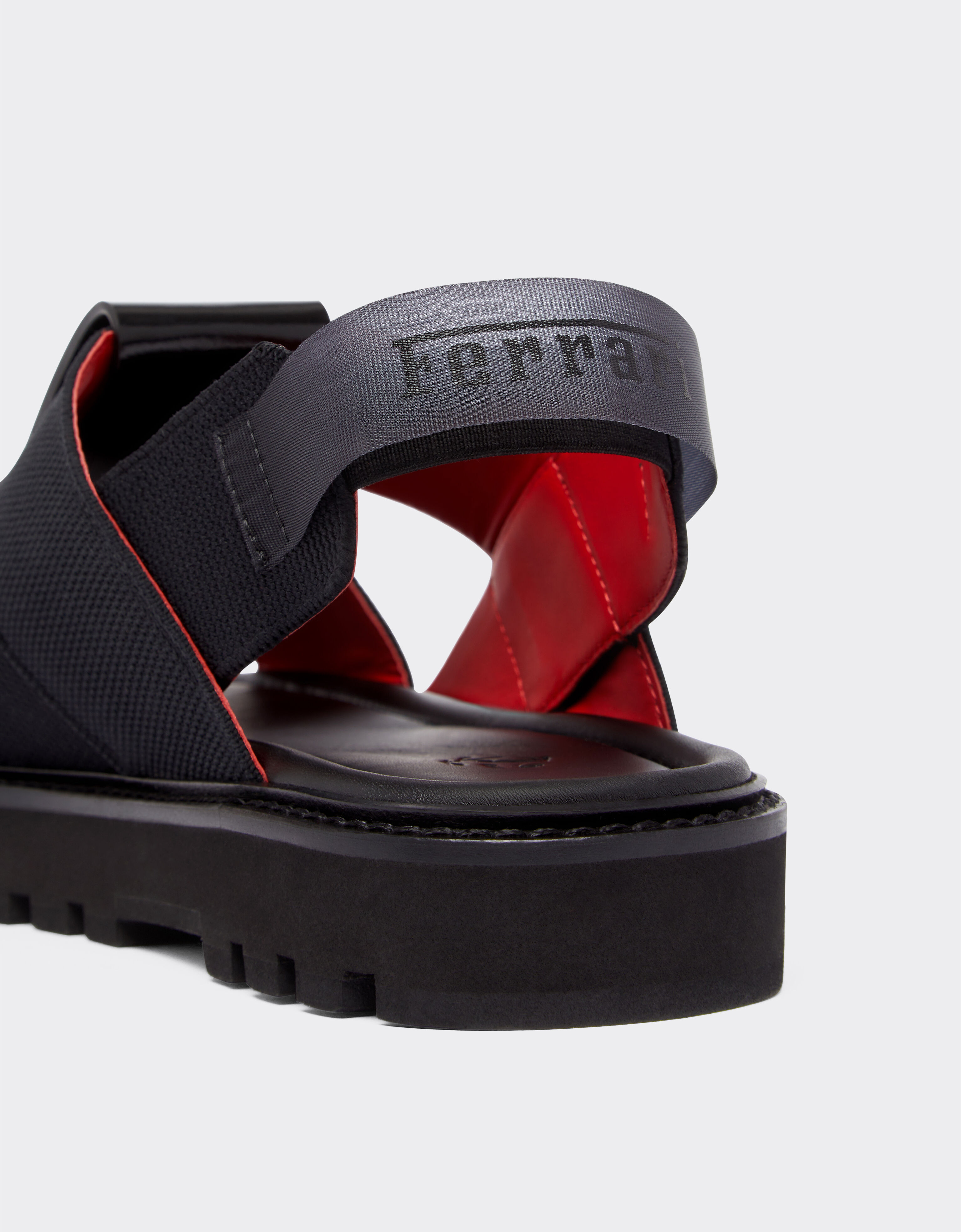 Sandals in leather and elasticated mesh in Black Ferrari