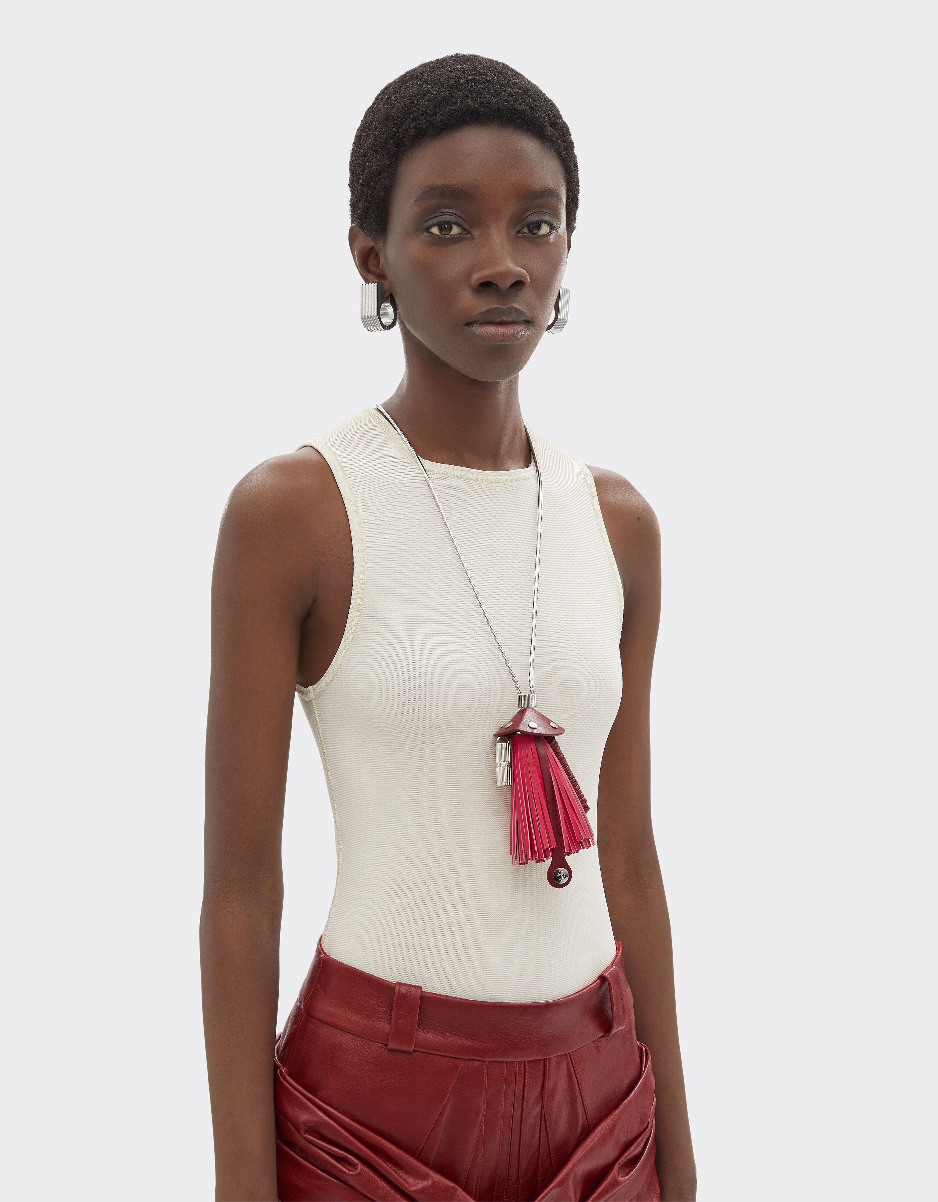 Metal and leather necklace Ferrari Metal and leather necklace Rosso Magma 51084f