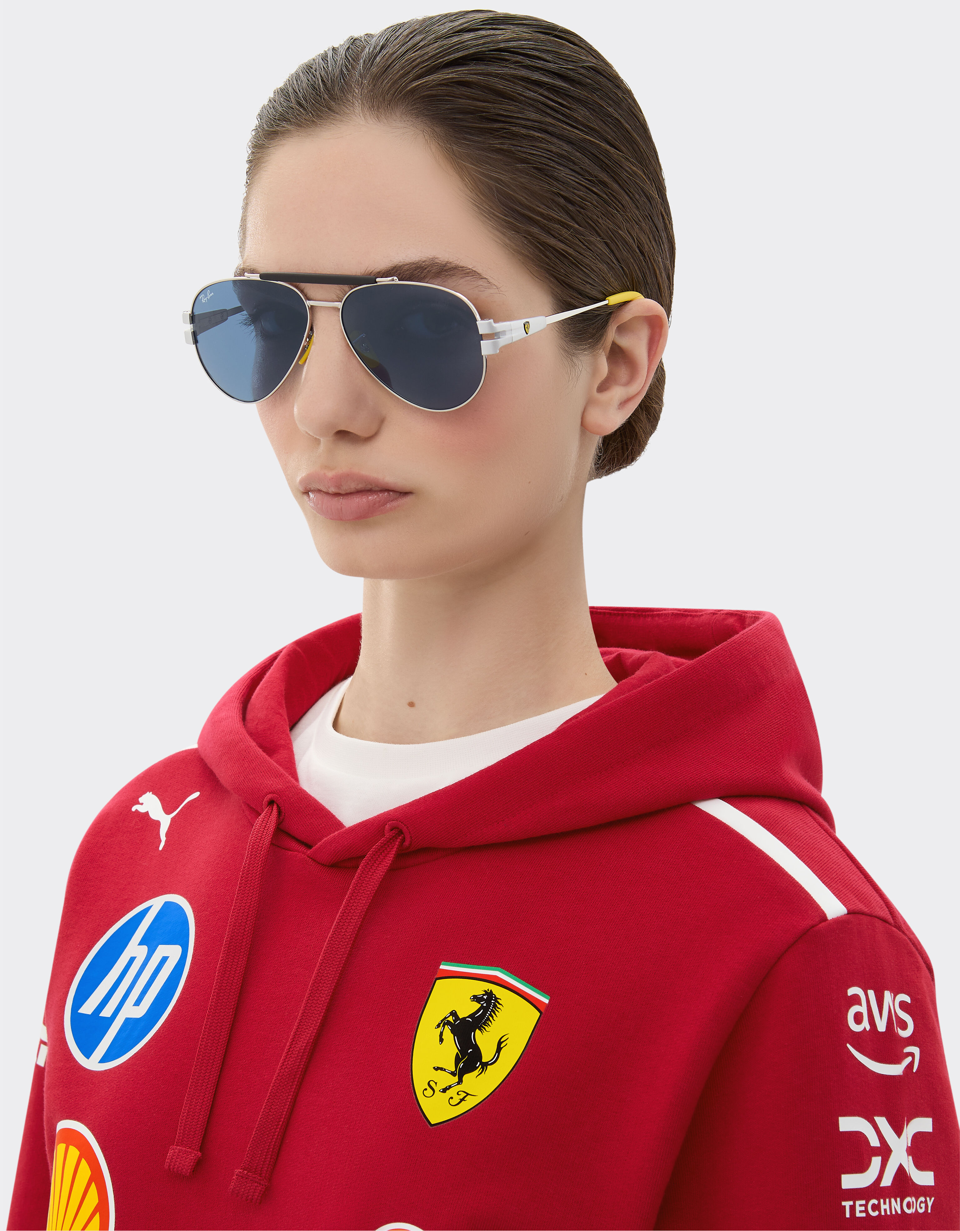 Ferrari Ray-Ban for Scuderia Ferrari RB3762M in silver-tone metal with blue lenses Silver LA01Bf