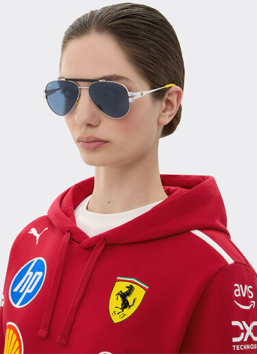 Ray-Ban for Scuderia Ferrari RB3762M in silver-tone metal with blue lenses Ferrari Ray-Ban for Scuderia Ferrari RB3762M in silver-tone metal with blue lenses Silver LA01Bf