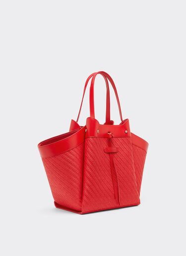 Ferrari Raffia and leather tote bag Rosso Dino 49110f