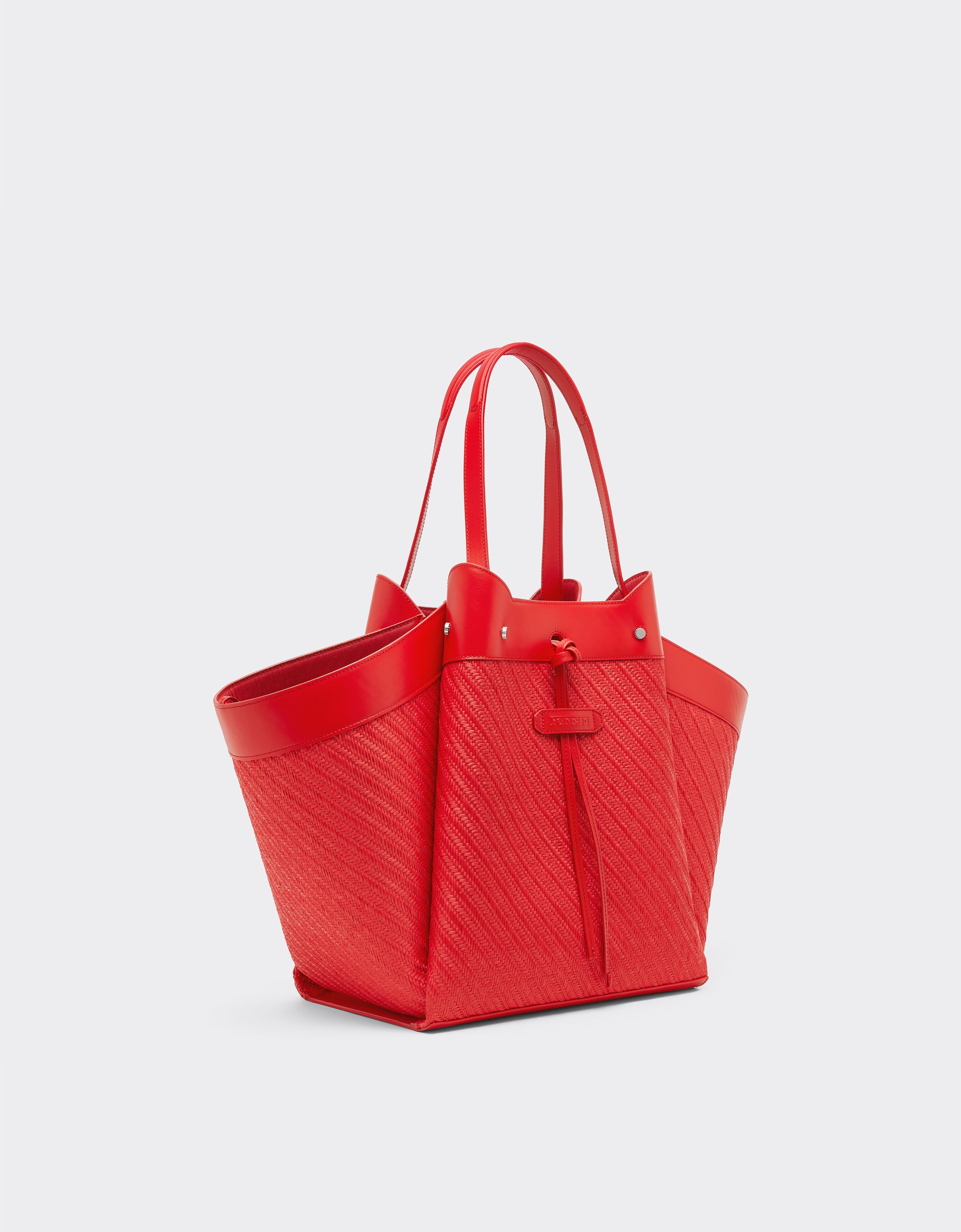 Ferrari Raffia and leather tote bag Rosso Dino 49110f