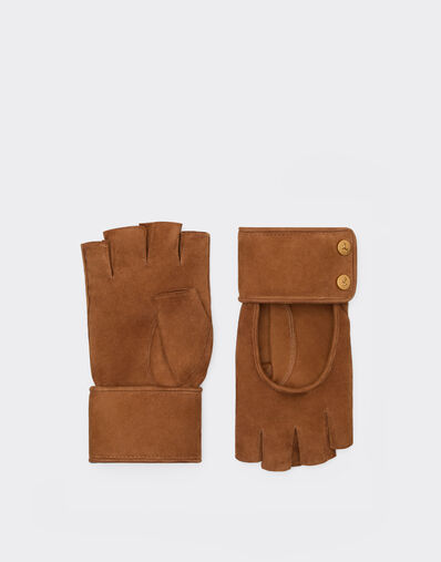 Ferrari Fingerless gloves in suede Hazelnut 22213f