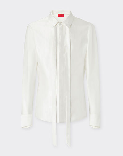 Ferrari Satin shirt with micro-stripe pattern Ivory 49929f