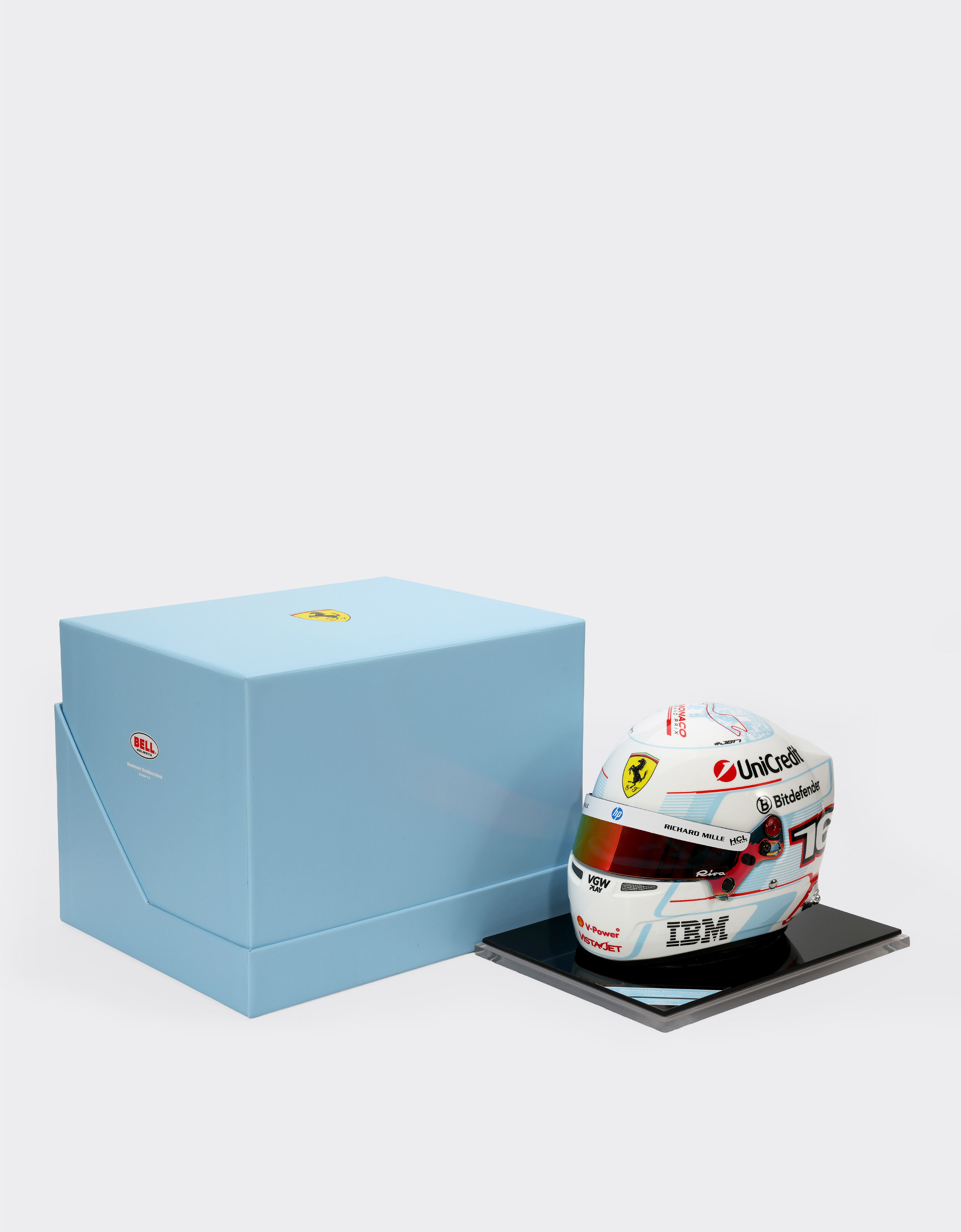 Ferrari Mini casco Charles Leclerc Monaco Special Edition 2025 in scala 1:2 MULTICOLORE LA07Uf