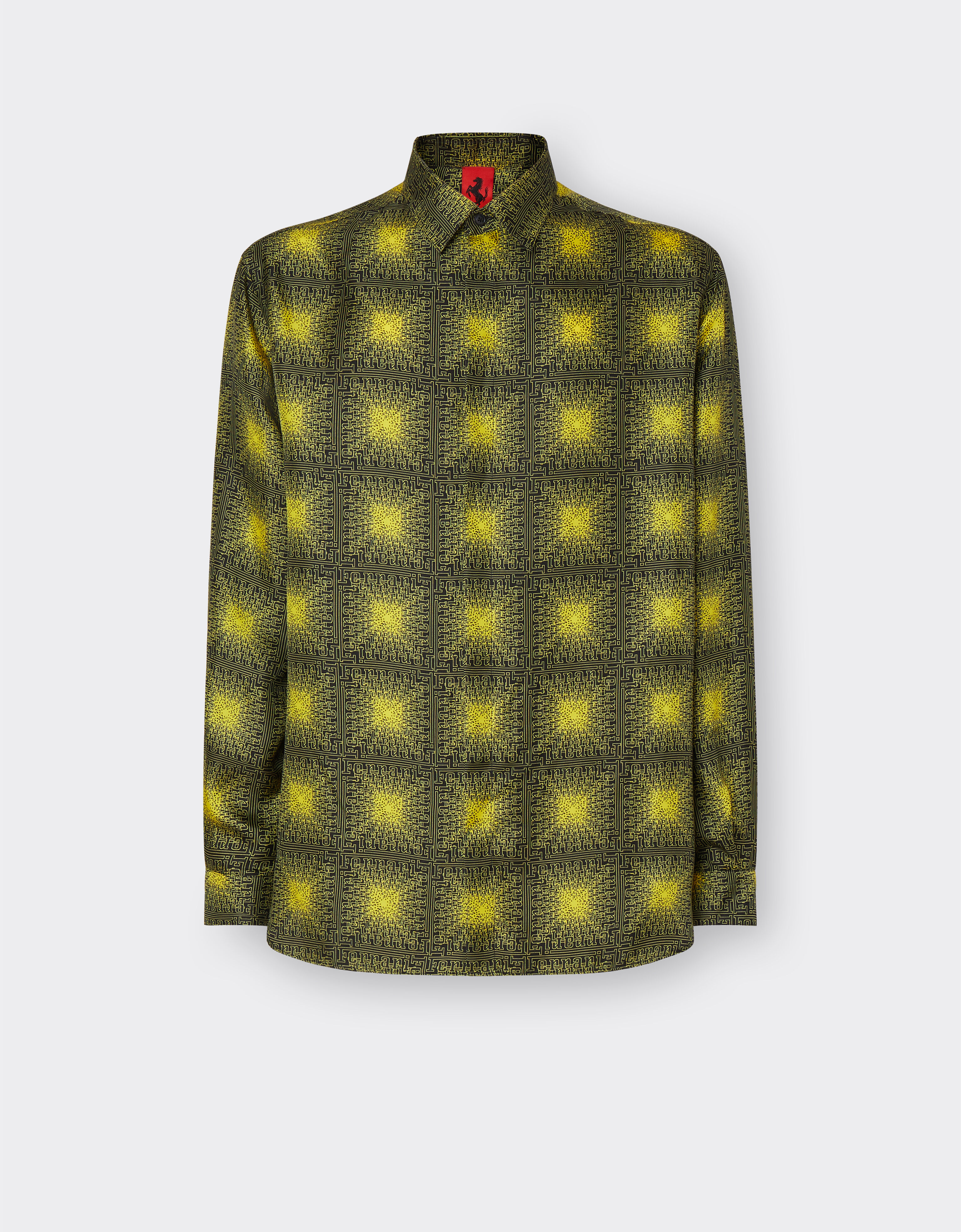 Ferrari Silk twill shirt with 7X7 check print Black 48311f
