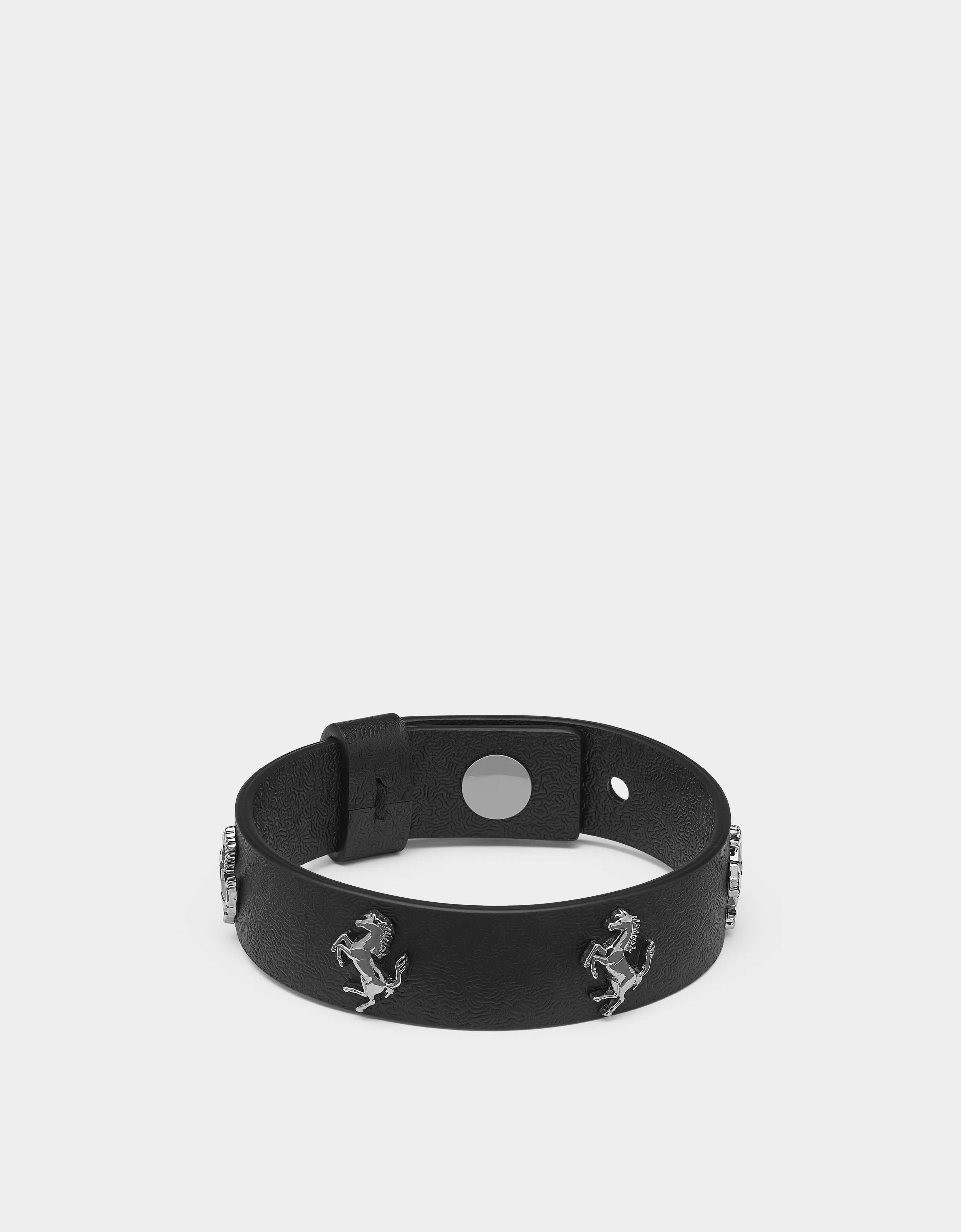 Ferrari Leather bracelet with metal studs featuring the Prancing Horse Charcoal 20014f