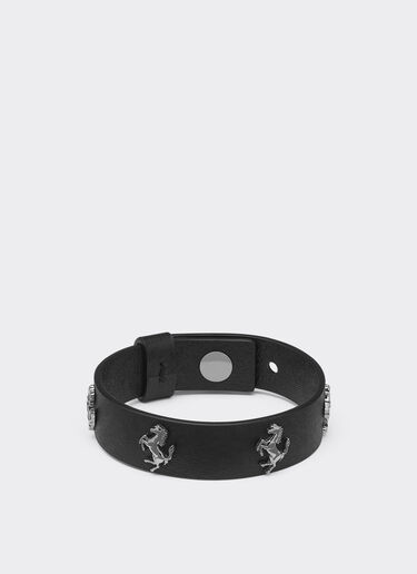 Ferrari Leather bracelet with metal studs featuring the Prancing Horse Black 47427f