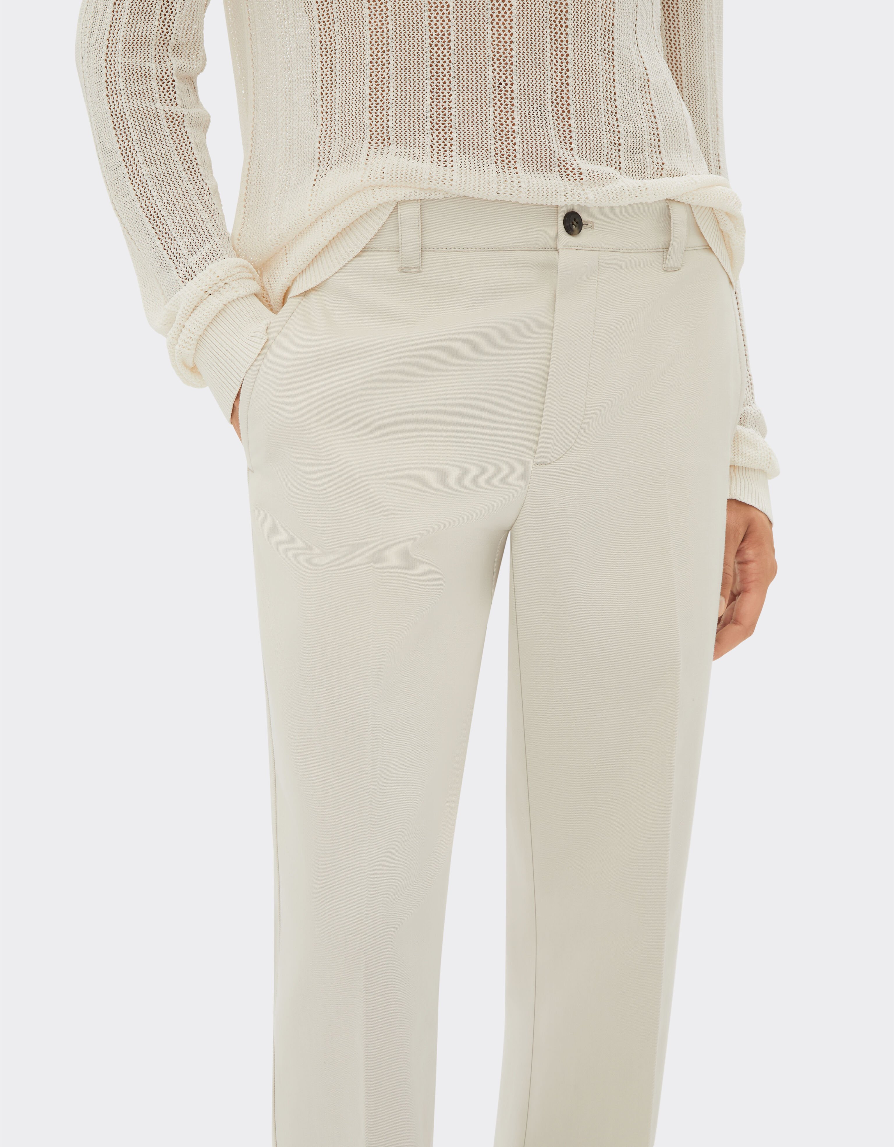 Ferrari Chinos in cotton gabardine Ecru 21893f