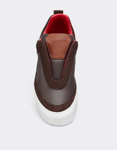 Ferrari Sneaker de piel de napa y ante Espresso 22828f