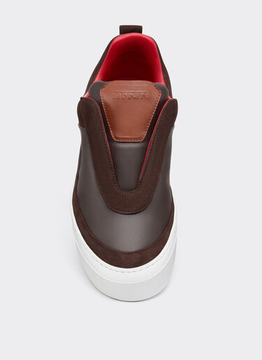Ferrari Chaussure à enfiler en cuir nappa et daim Espresso 22828f