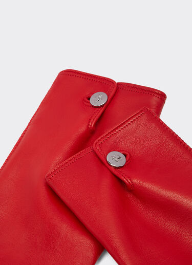 Ferrari Nappa leather gloves with button Rosso Dino 21349f