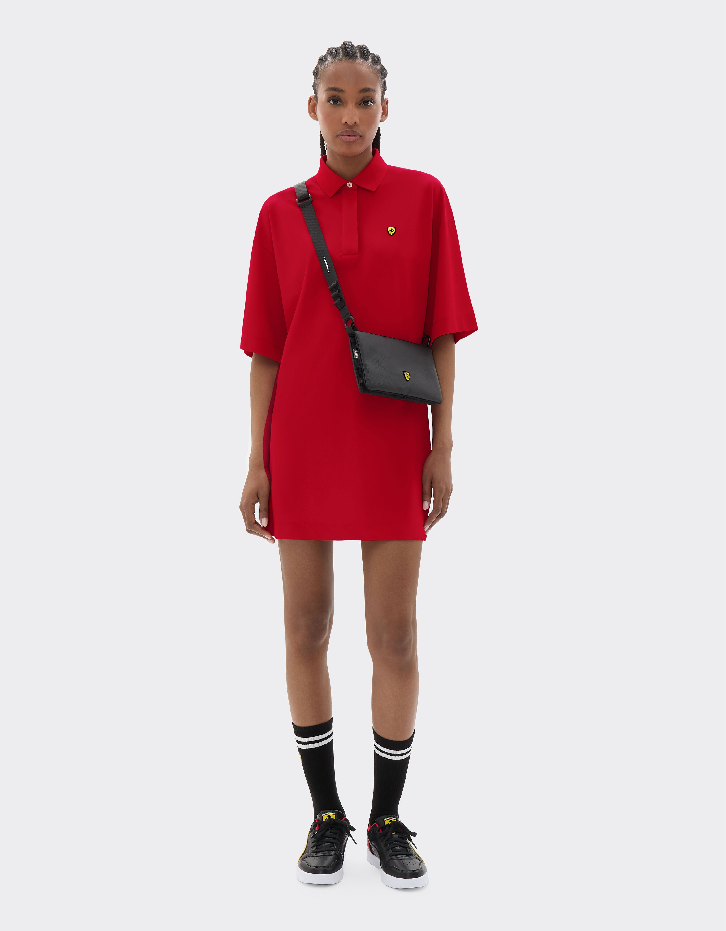  Mini-robe polo en piqué technique Rosso SJWDR0023JCO0023f