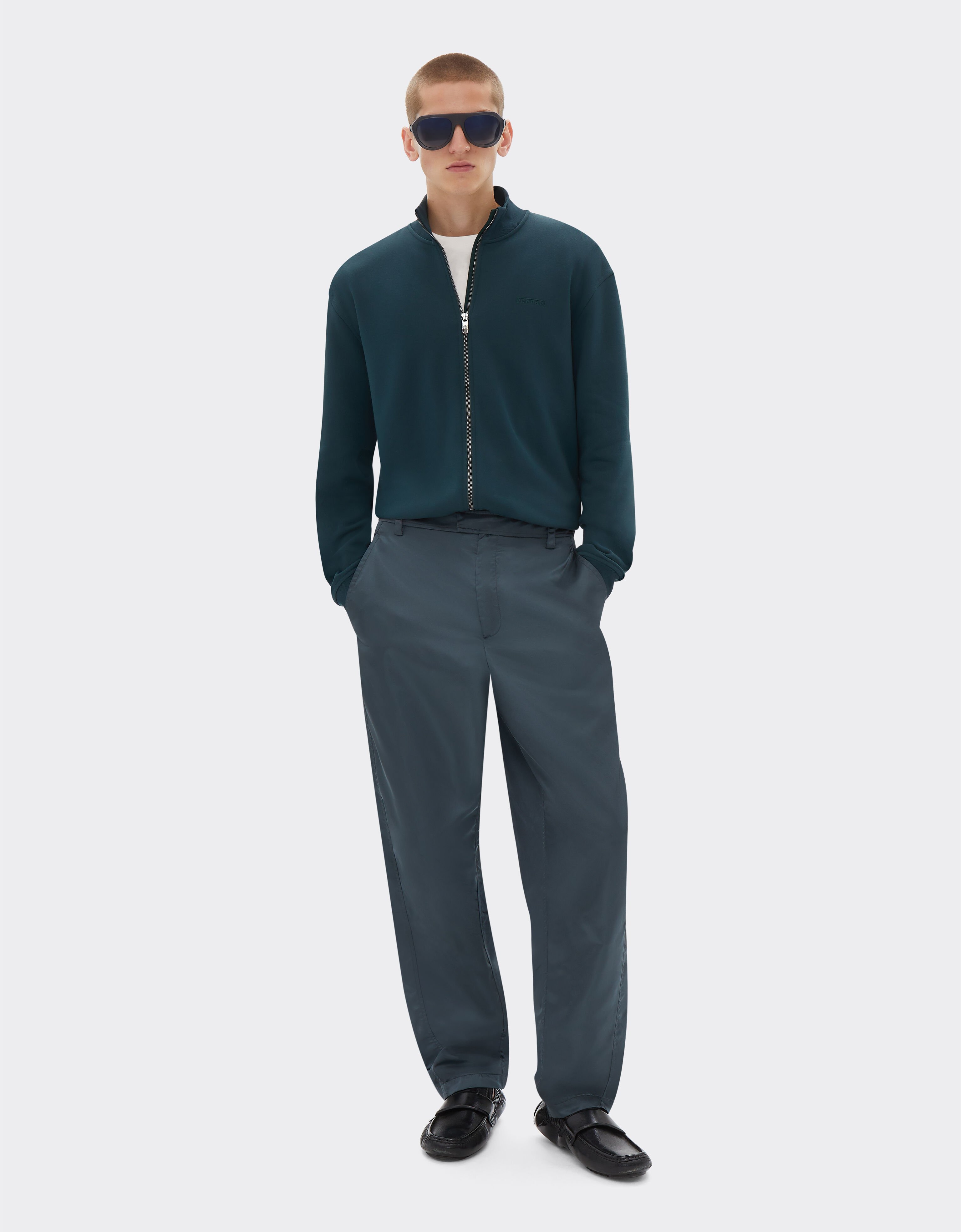 Ferrari Sweater in technical fabric with zip Army 21192f