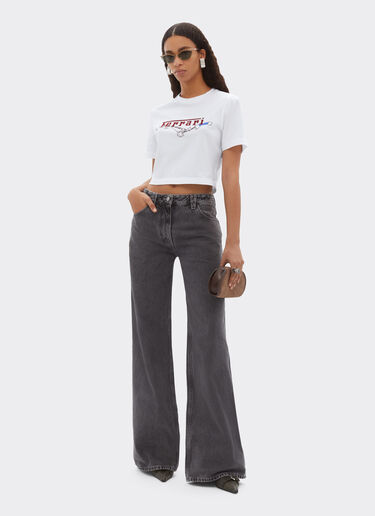 Ferrari Cotton T-shirt with embroidered Ferrari logo Optical White 50844f