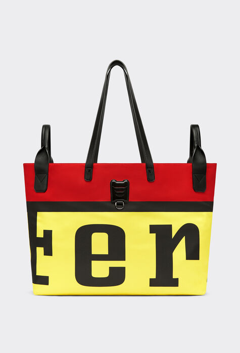Ferrari Medium-sized Ferrari shopper GT bag in technical fabric with maxi logo Peony 20330f