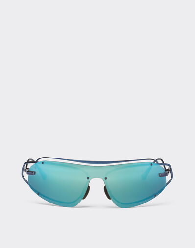 Ferrari Ferrari sunglasses in blue titanium with mirror light blue shield Blu Scozia LA02Zf