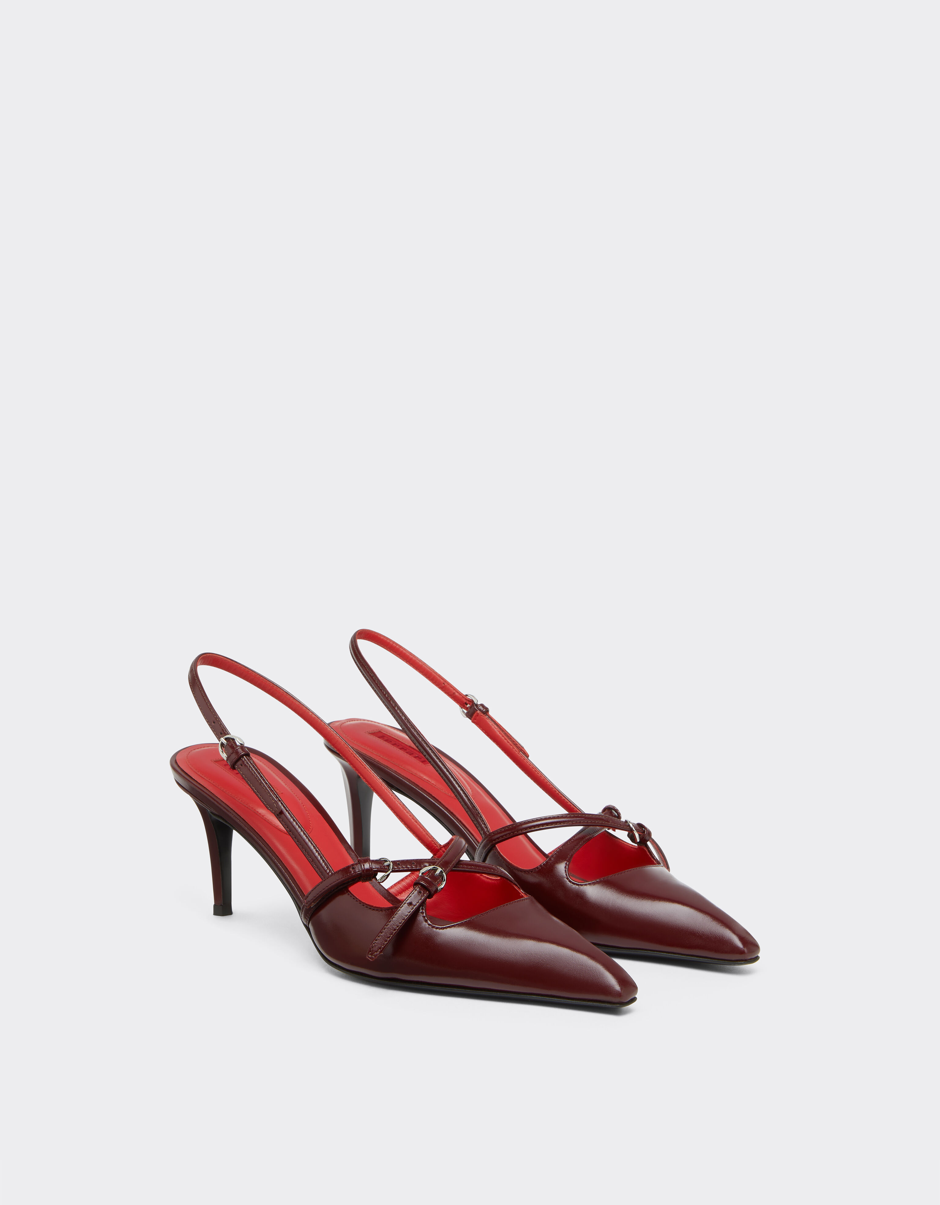 Slingback-Pumps aus glänzendem Leder Ferrari Slingback-Pumps aus glänzendem Leder Kirsche 49744f