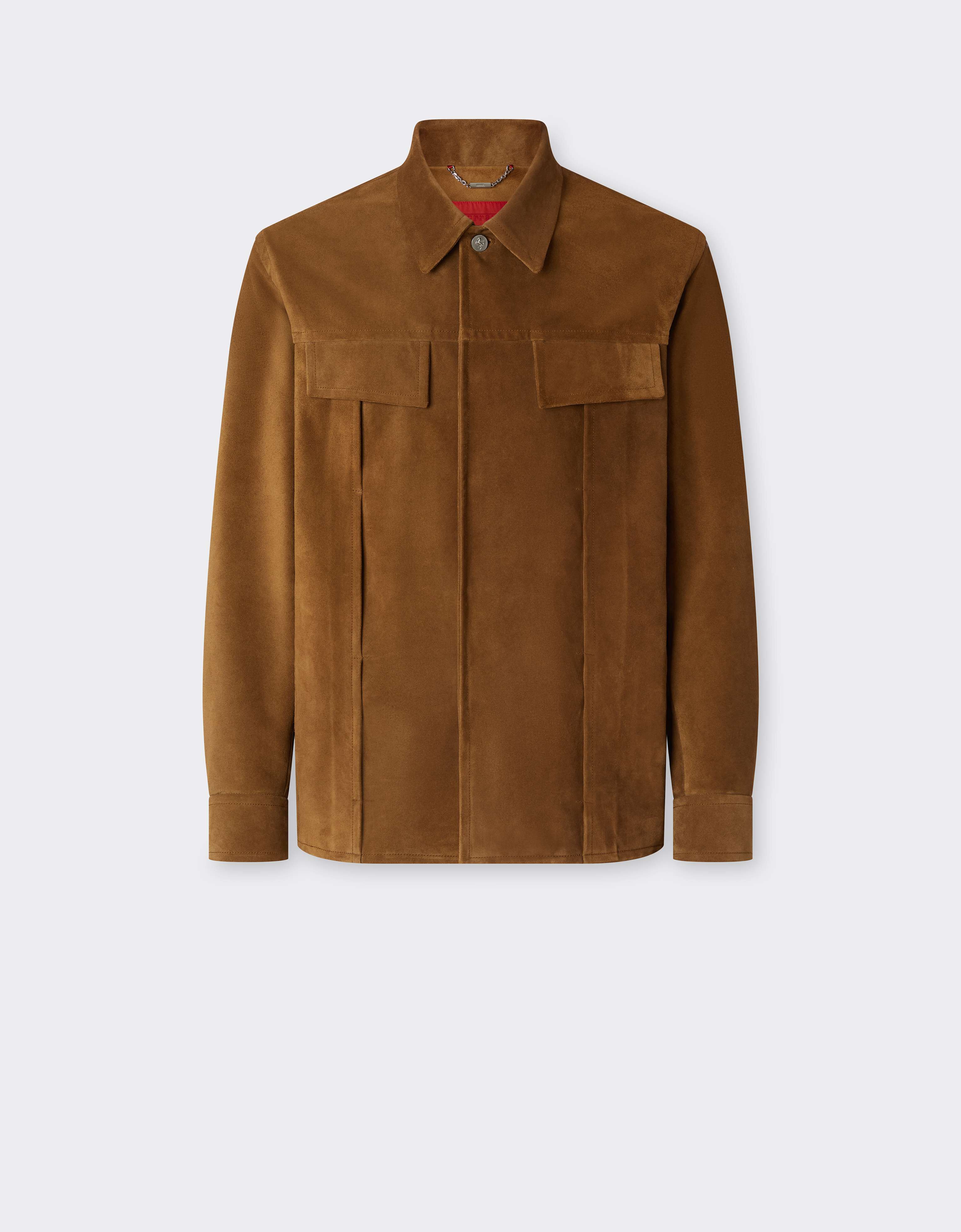 Suede Overshirt with Writing Effect Ferrari Suede Overshirt with Writing Effect Caffè CLMOV0001LCK0003f