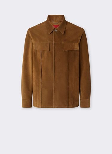 Suede Overshirt with Writing Effect Ferrari Suede Overshirt with Writing Effect Caffè CLMOV0001LCK0003f