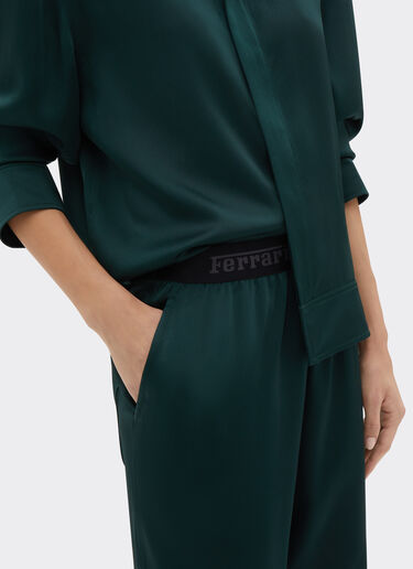 Ferrari Hammered satin trousers with Ferrari elastic band Verde militar 21165f